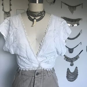 Vintage Rare Boho Hippie Lace Crop Top